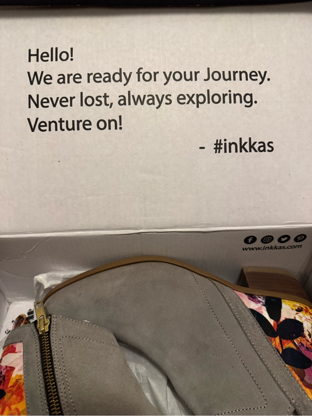 Suede Gray Ankle Booties with Floral
Detail, Inkkas, Style - Savannah - Picture 8 of 12